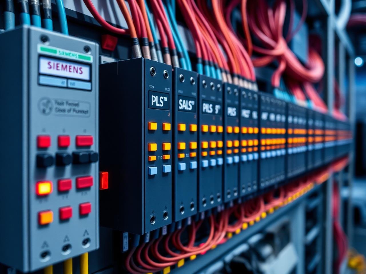 PLC control panel with wiring